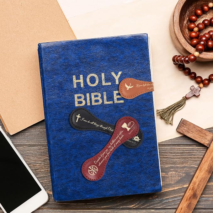 Christian Magnetic Leather Bookmark,3 Pcs Vintage Bible Leather Bookmarks, Inspirational Christian Bookmarks, Religious Bible Verse Bookmarks, Clips Gifts for Women Men Reading Lovers