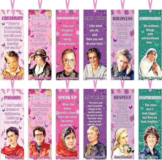 Women History Month Bookmarks, 120 Pcs Inspirational National Women's Day Book Marker Page Clips, Motivational Book Dividers for Bible Reading Classroom Gifts Library Supplies