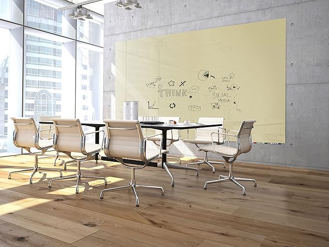 Aria 3'H x 2'W Low Profile 1/4" Glass Whiteboard - Vertical Beige - 4 Markers and Eraser