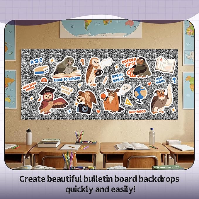 Hahafelt 1 Pack 47 x 108 Inch Fabric Bulletin Board Roll Waterproof Non Woven Classroom Background Decoration Resistant Bulletin Board for Back to School Wall Decor DIY Craft (Composition Notebook)