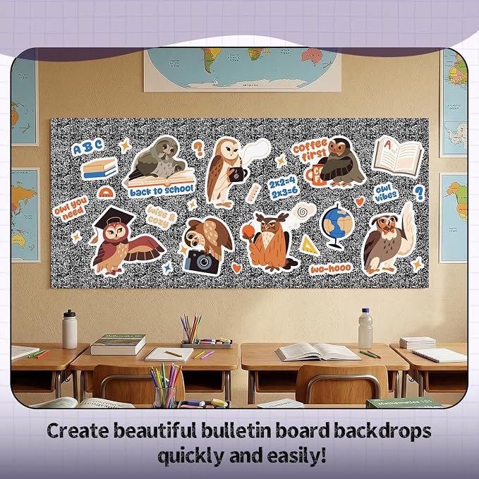 Hahafelt 2 Pack 47 x 108 Inch Fabric Bulletin Board Roll Waterproof Non Woven Classroom Background Decoration Resistant Bulletin Board for Back to School Wall Decor DIY Craft (Composition Notebook)