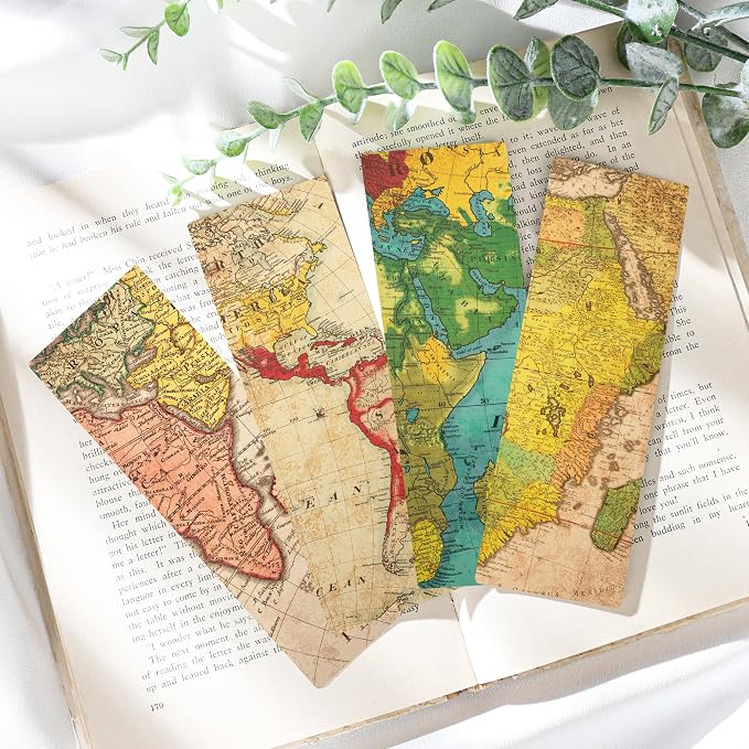 Vintage Bookmark Bulk Gifts - 100 Pcs World Map Paper Bookmarks for Women Students Men Book Lovers Retro Page Marks School Office Reading Accessories Bookish Gift for Birthday Christmas