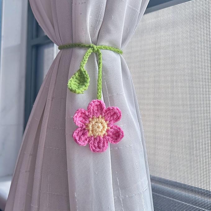 Crochet Bookmarks for Women Girls Kids Knitted Pink Flower Book Mark for Book Lovers Coworker Bookish Birthday Graduation Gift for Her Him Unique Page Bookmark for Readers Christmas Gifts