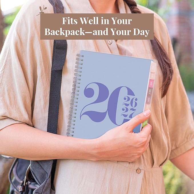 Rileys Academic Planner 2026-2027, Daily, Weekly & Monthly Planner, July 2026 - June 2027, Student Notes Pages, Twin-Wire Binding, Weekly Agenda for School & Work (8 x 6-Inches, Typographic, Blue)