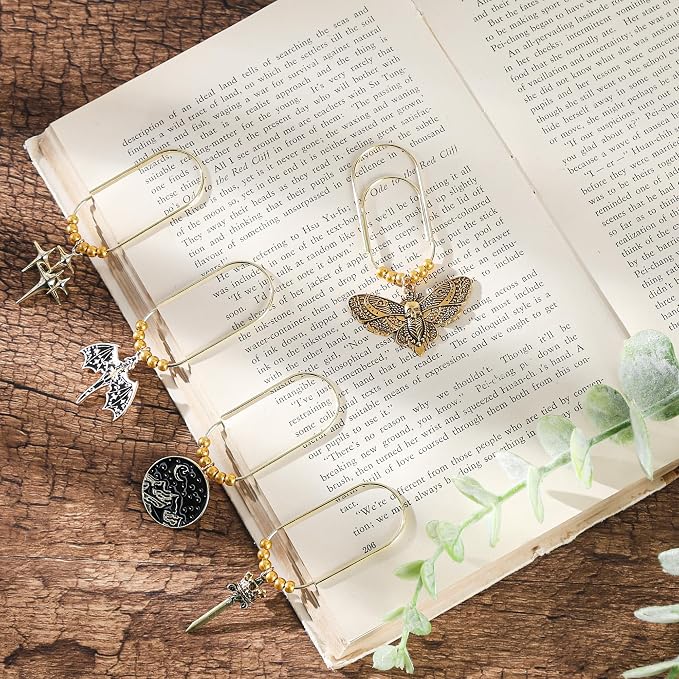 Fantasy Acotar Dragon Bookmark - 8 Pcs Cool Metal Large Paper Clips Gifts Unique Paperclips Planner Accessories for Reading Book Lovers Men Women Students Teachers Birthday School Supplies