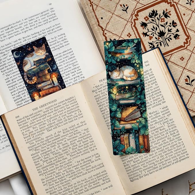 Cute Bookmark Bulk Gifts - 50 Pcs Fantasy Cats Paper Bookmarks for Women Girls Students Book Lovers Vintage Funny Page Clips School Office Reading Accessories Bookish Birthday Graduation Gift