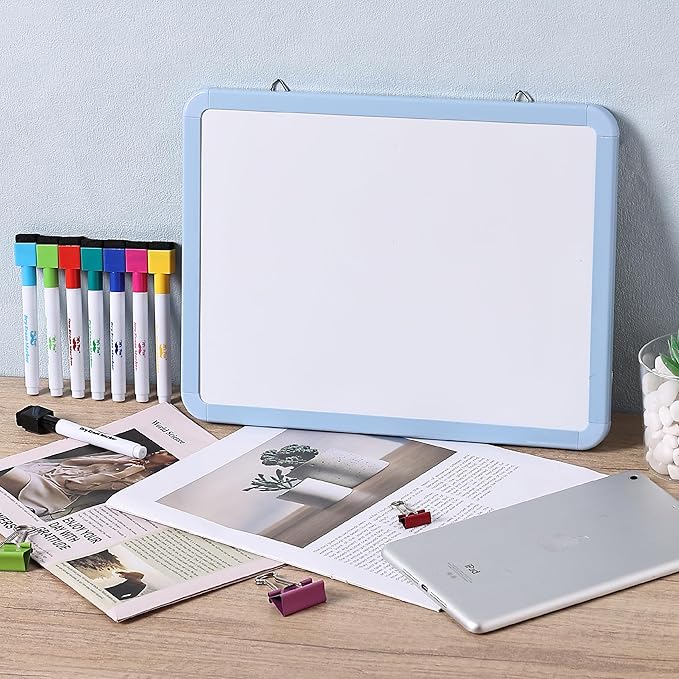 Mr. Pen- Small Dry Erase Board, 12.5x9.5 Inches, Whiteboard with 8 Fine Point Dry Erase Markers and 2 Board Magnets, Magnetic Small White Board for Students, Home, Office and Classroom