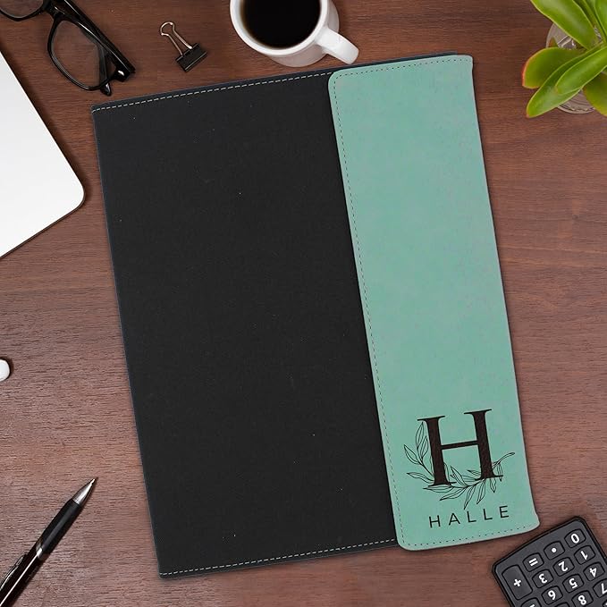 My Personal Memories Personalized Portfolio with Custom Monogrammed Flap - Engraved Teacher, Student, Business, Man, Woman, Gift (Teal)