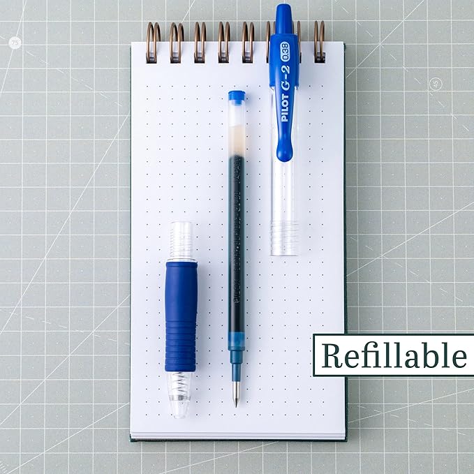 PILOT G2 Premium Refillable & Retractable Rolling Ball Gel Pens, Ultra Fine Point, Blue Ink, 12-Pack (31278)