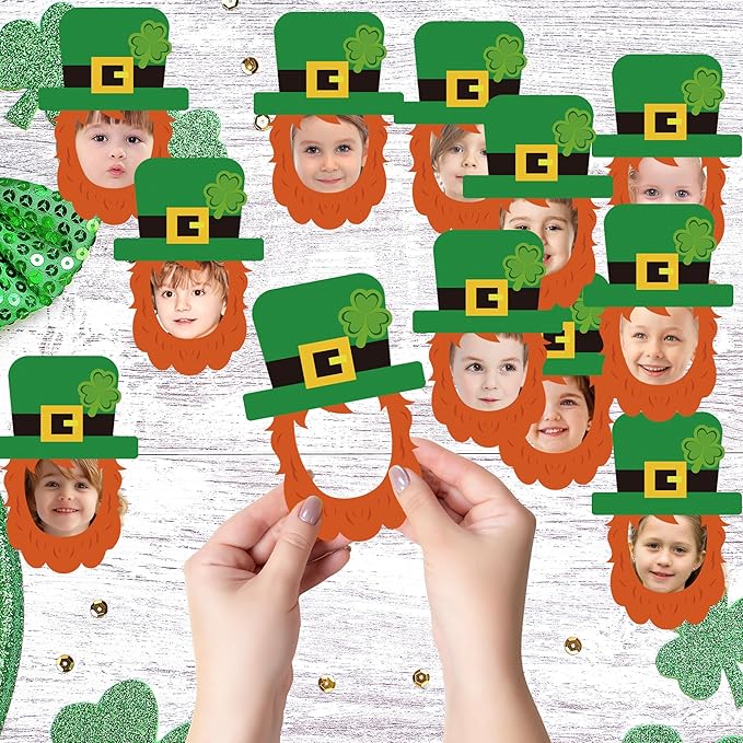 50 Pcs St. Patrick's Day Bulletin Board Leprechaun Hat Cutouts Green Irish March Bulletin Board Decor for Classroom Home DIY Photo Crafts Chalkboard Decor Supplies