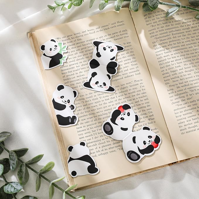 Panda Magnetic Bookmarks Gifts - 8 Pcs Cute Animals Bookmark for Women Pandas Bear Lovers Students Funny Page Clips Office Reading Accessories Bookworms Gift for Birthday Christmas