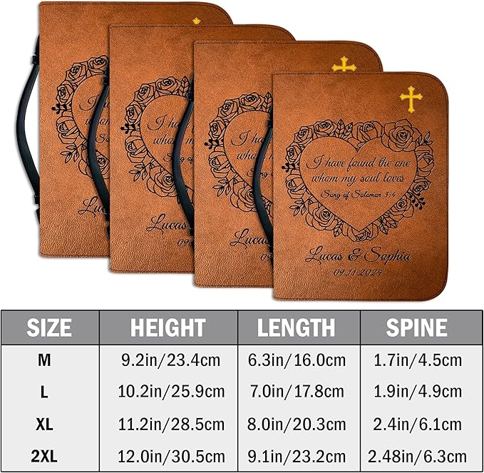 Personalized Bible Cover for Men, Christian Bible Case PU Leather, Jeus Bags Religious Appreciation Gifts for Women Girls Daughter Christian with Handle Zipper (BIBLE-05, M-2Xl)