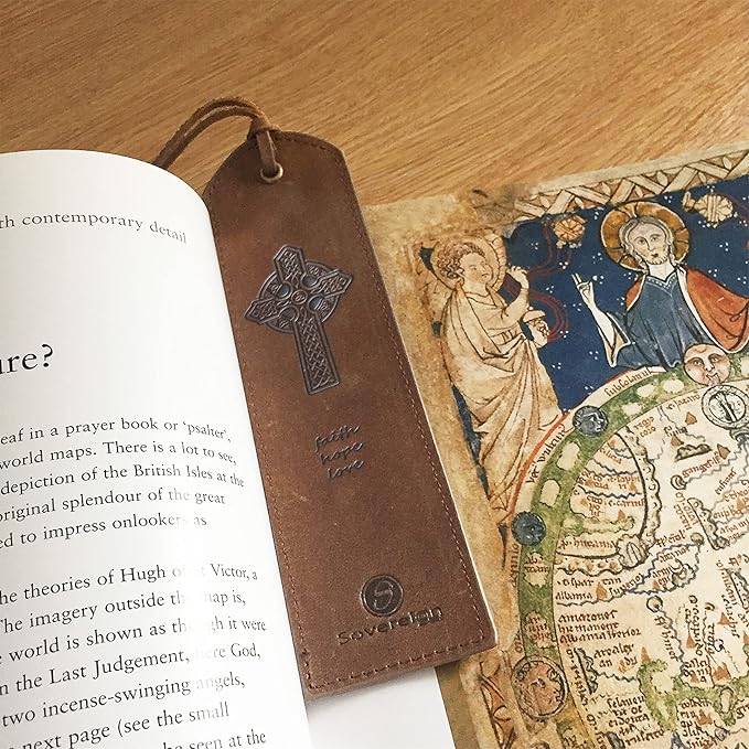 Leather Bookmark Handmade Celtic Cross Design - 2 Genuine Leather Bookmarks for Men and Women with Christian Upright High Cross and Knot Design - Perfect Book Lovers Gift for Bookworms