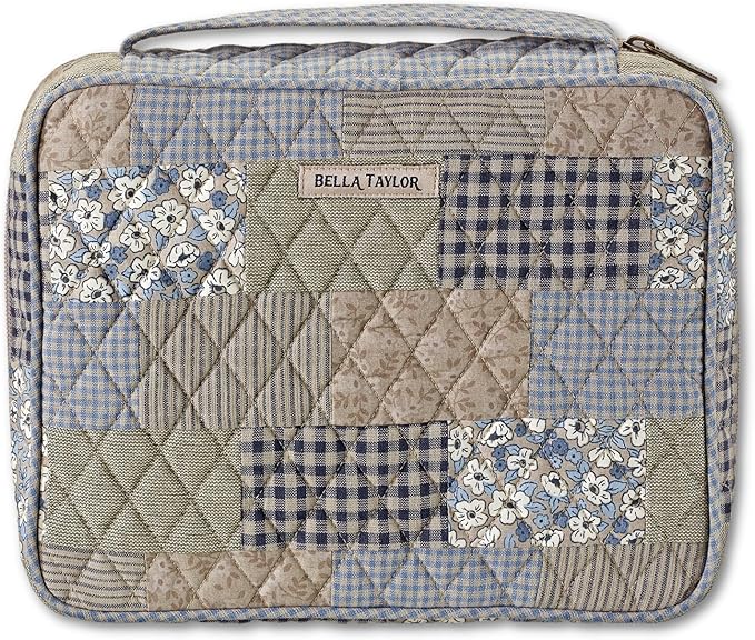 Bella Taylor Quilted Bible Cover for Women - Large Study Bible Case - Khaki Patchwork