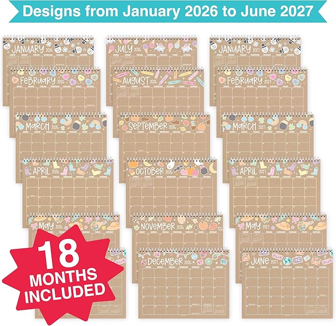Small Desk Calendar 2026-18-Month 2026 Desk Calendar Small for Home, Office & Classroom, Standing Flip Desks Calendars 2026-2027, Teacher Appreciation Gifts, Graduation Gifts