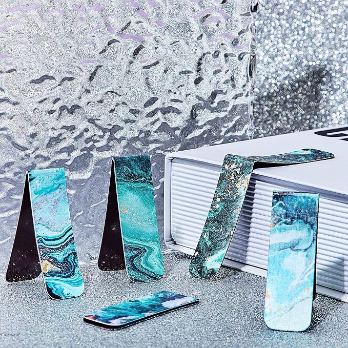 Zonon 10 Pcs Ocean Magnetic Bookmarks Blue Magnet Page Markers Funny Bookmark Gifts for Book Lovers Magnet Bookmark with Landscape for Reading Students Teachers Women Men Classroom Prize Party Favor