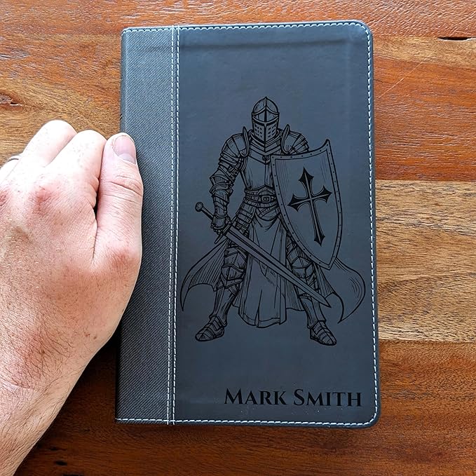 Farm and Posh Personalized NIV Personal Bible with Crown of Thorns | Large Print (Black Knight Standing Solo)