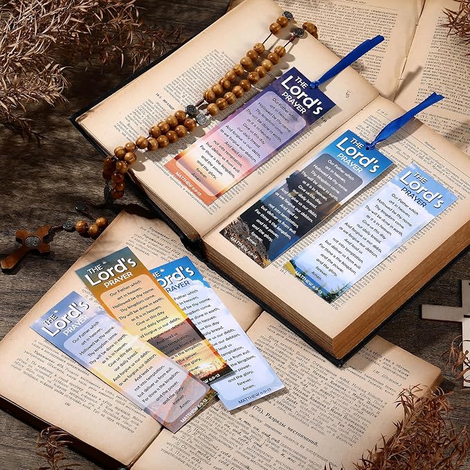Dispowreath 60 Pcs the Lord's Prayer Religious Christian Bookmarks Church Bookmarks Gift for Teens Men Women Church Home Party Favors