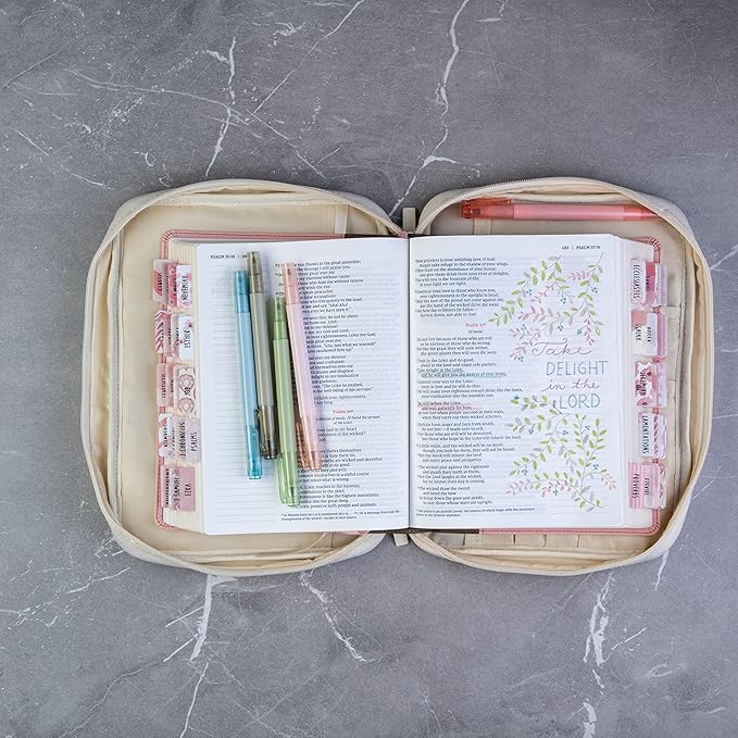 DiverseBee Bible Cover with Handles, Zippered Bible Carrying Case for Women and Girls, Tote Bag for Kids, Bible Book Cover & Accessories, Christian Gifts 7.5 x 10 x 2.5in (Waves)