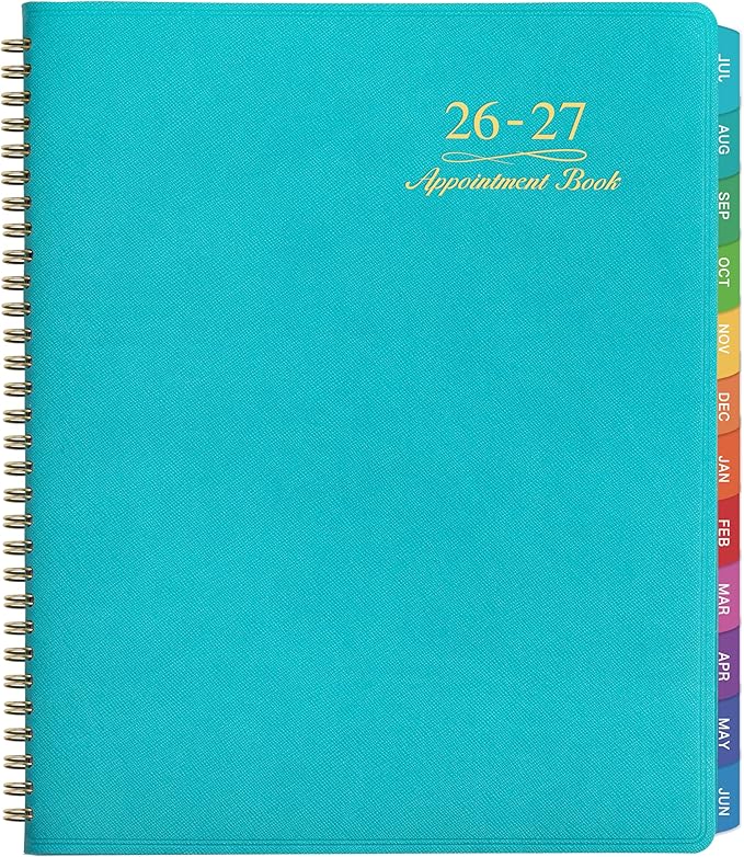 2026-2027 Weekly Appointment Book - Appointment Book 2026-2027 with Soft Cover, Jul 2026 - Jun 2027, 8.26"x 11.4", Daily/Hourly Planner with Tabs, 15 Minutes, Wirebound - Green
