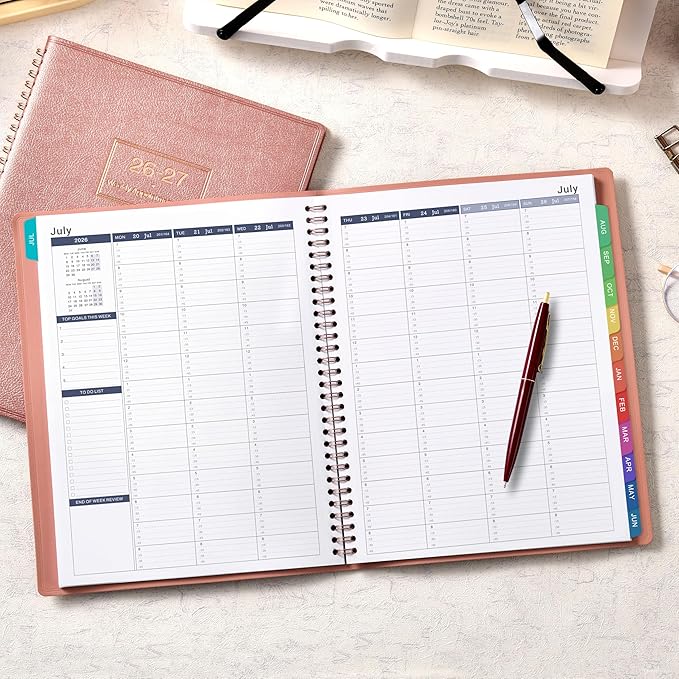 2026-2027 Appointment Book/Planner - Weekly Appointment Book 2026-2027, Jul.2026 - Jun.2027, 9"x 11", Daily/Hourly Planner 26-27, Planners with Colorful Tabs, Leather Cover, 15-Minute Interval