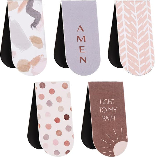DiverseBee Magnetic Bible Bookmarks - 5 Pack Magnetic Book Marks for Reading Women and Men, Page Markers, Bible Study Supplies and Christian Gifts, Bible Accessories (Light)