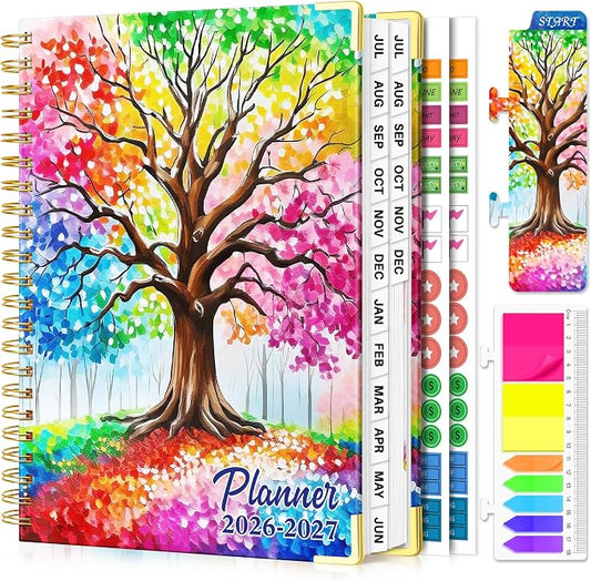 Planner 2026-2027, 18 Month Weekly and Monthly Academic Planner, July. 2026 - Dec. 2027, 9" x 11.6" A4 Large Hardcover Calendar Planner with Page Tabs, Separator Page, Inner Pocket, Bookmark, Stickers, Sticky Note Set