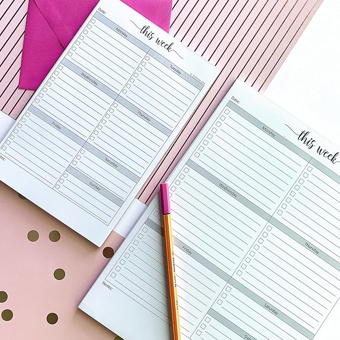 321Done 8.5x11 Weekly Checklist Notepad, Made in USA, Letter Size Tear-Off Undated Planning Pad, Work and Personal Organizer To Do List Pad, Desk Planner, Productivity Tracker - 50 Sheets