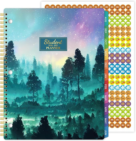 Student Planner 2026-2027, 11’’ x 9’’ Academic Year Planner (August 2026 - June 2027), School Planner 2026-2027, Weekly & Monthly Pages, Stickers, Twin-Wire Binding