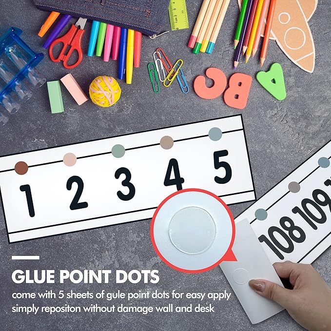 29 Pieces Number Line for Classroom Wall -20 to 120 Number Line Bulletin Board Border Boho Classroom Decorations Math Posters for Teachers