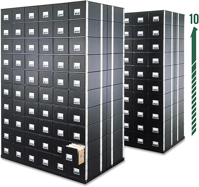 Bankers Box 6 Pack STAXONSTEEL Maximum Space Saving Filing Cabinet, Stacks 10 High, Steel Frame, Legal, Black