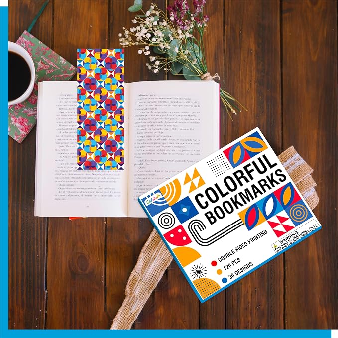 120 PCS Creative Optical Bookmarks, 30 Designs Double-Sided Printing Paper Bookmarks with PET Film, Bright-colored Page Markers for Kids, Students, Adults, Book Lovers, Stationery Supplies (2.4”x6.1”)