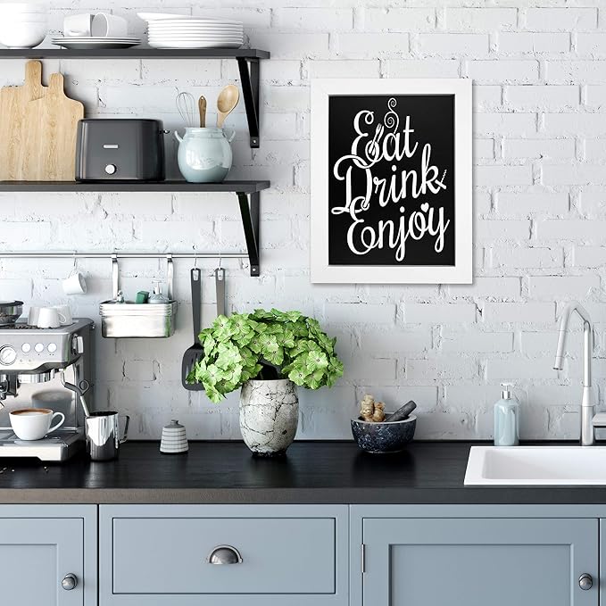 Loddie Doddie Magnetic Chalkboard Sign - 11" x 14", White Frame, Mounting Hardware - Easy-Erase Message Center - Versatile Magnet Board for Wall - Chalk Board Calendar for Wall