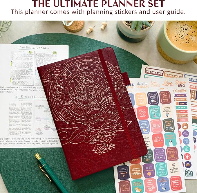 Legend Planner Jan 2026 – Jan 2027 Dated Weekly & Monthly Planner to Hit Your Goals, Increase Productivity & Live Happier. Organizer Notebook & Productivity Journal. A5 Hardcover (Wine Red)