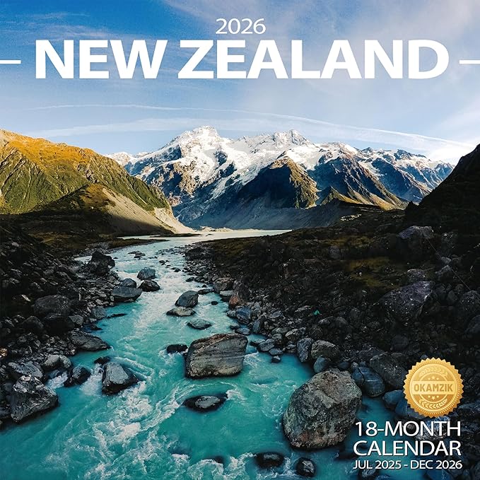 Wall Calendar 2025-2026 Planner Calendar - New Zealand Hangable Monthly Wall Calendar with Large Blocks for Organizing & Planning, Academic Schedule, Home, Office & family, Thick & Sturdy Paper (12"x24" Open)