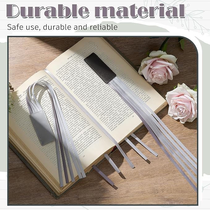 Outus 3 Pieces Bible Ribbon Bookmark Markers Artificial Leather Bookmark with Ribbons for Books Office(Stylish,Grey)