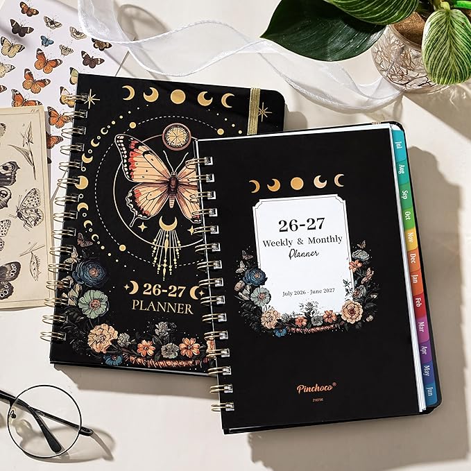 2026-2027 Planner - Academic Planner 2026-2027, July 2026 - June 2027, 6.4" x 8.5", Weekly and Monthly with Tabs, Back Pocket + Thick Paper - Butterfly