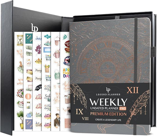 Legend Planner PRO Premium Large Undated Weekly, Monthly & Budget Planner with Habit Tracker Life Organizer for Time & Task Management, Goal Setting & Productivity A4 Size (Mystic Grey, New Cover)