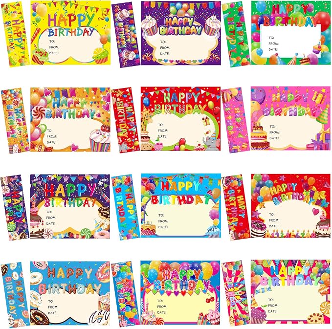 72 Pcs Happy Birthday Certificates for Kids Classroom Happy Birthday Bookmark Cupcakes Cartoon Bookmark Awards for Students Mini Reward Card, 12 Styles(Dessert)