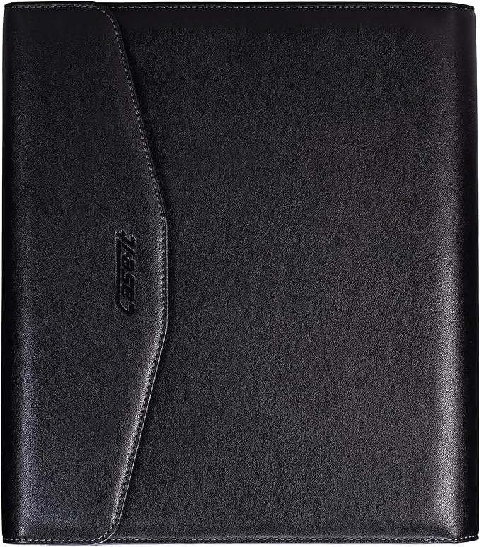 Case-it VP Pro Padfolio Portfolio Binder, Removable 1 Inch O-Ring Binder, Includes Letter Size Writing Pad, Tri Fold Snap Closure, Multiple Pockets, Black (LL-PRO-35)