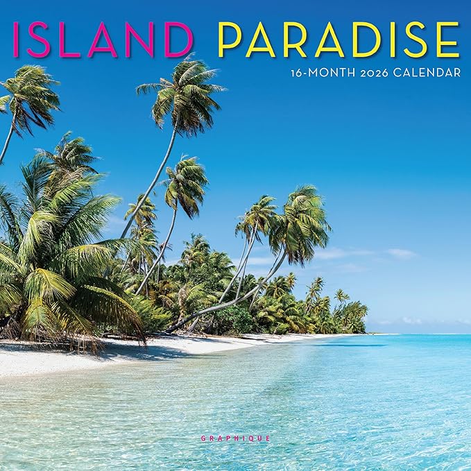 Graphique 2026 Island Paradise Mini Wall Calendar | 7” x 7” | Thick Paper | Home & Office Organizer | Large Monthly Grid | 3 Languages & Marked Holidays | 4 Month Preview Page for 2027