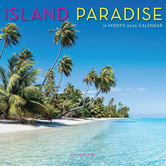 Graphique 2026 Island Paradise Mini Wall Calendar | 7” x 7” | Thick Paper | Home & Office Organizer | Large Monthly Grid | 3 Languages & Marked Holidays | 4 Month Preview Page for 2027