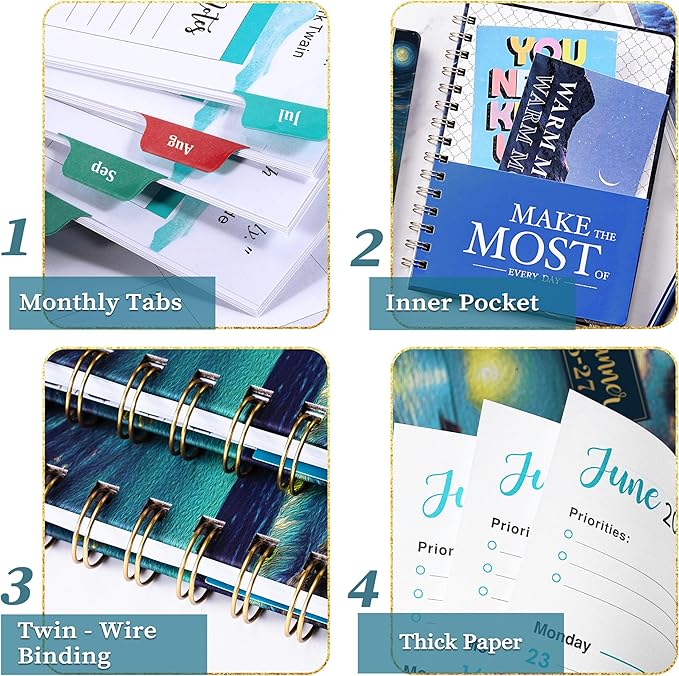 2026-2027 Planner - 8.4"x 6.3" Planner Weekly and Monthly 2026-2027, from JULY 2026 to JUNE 2027, Academic Planners 26-27with Tabs, Twin-Wire Binding, Inner Pocket, Thick Paper - Dreaming Sea