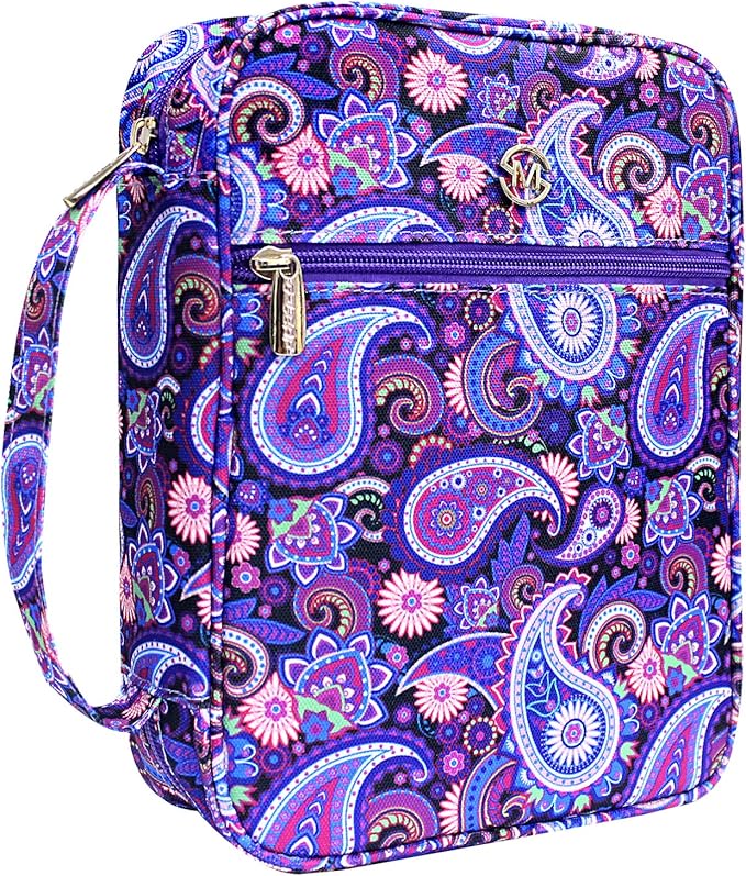 G-LEAF Bible Cover Case/Book Cover, Bible Case for Women Girls, Bible Cover Bags Floral Pattern With Handle Fits for Standard Size Bible, 9.5x6.7x2.5 In