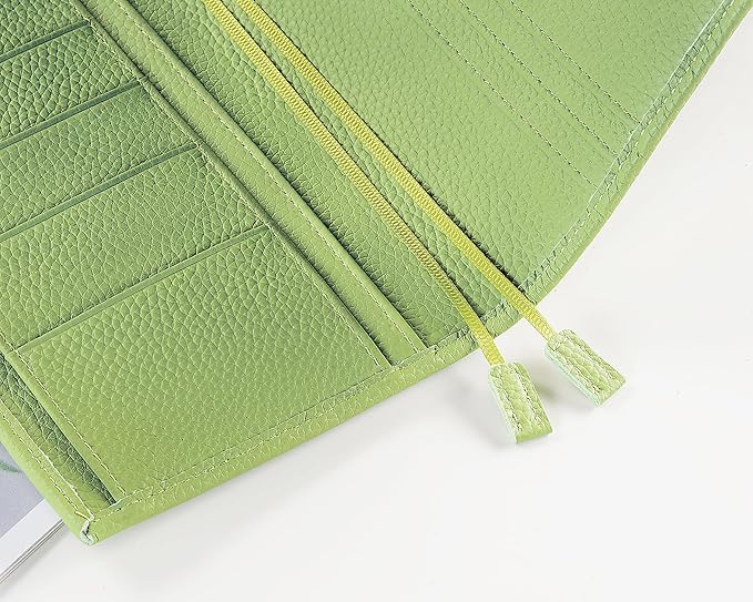 Genuine Leather Cover for Hobonichi Weeks/Weeks Mega with Pen Loop, Card Slots, Back Pocket, and Bookmarks (Green)