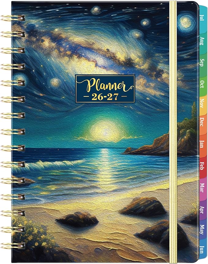 2026-2027 Planner - 8.4"x 6.3" Planner Weekly and Monthly 2026-2027, from JULY 2026 to JUNE 2027, Academic Planners 26-27with Tabs, Twin-Wire Binding, Inner Pocket, Thick Paper - Dreaming Sea