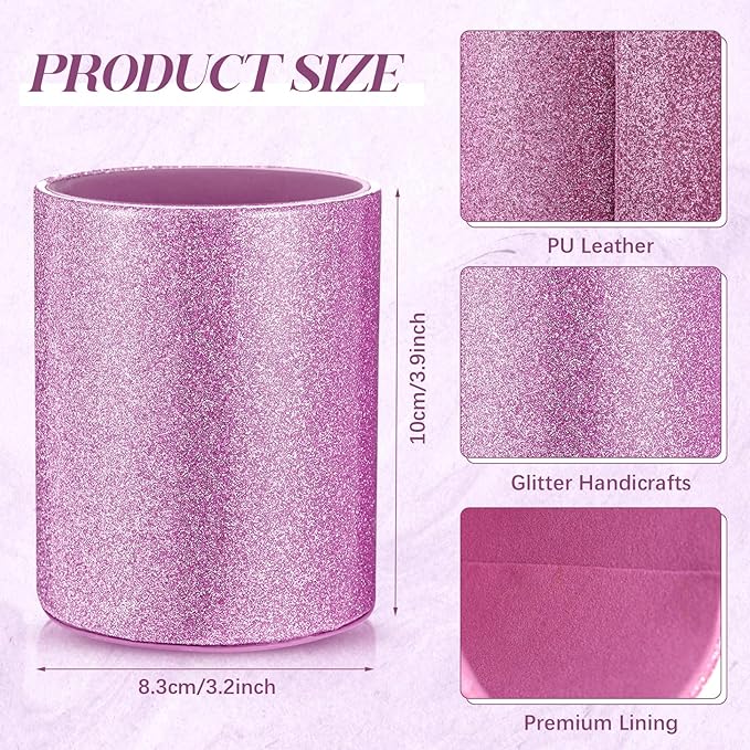Sabary 8 Pcs Violet Pens with Pen Holder for Desk Glitter Crystal Diamond Cute Ballpoint Fancy Pencil Holder Bling Desk Organizer for Women Girls School Office Supplies Wedding Graduation Gifts