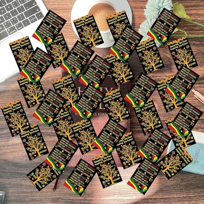 240pcs Black History Month Bookmarks Black History Month Decorations African American Gift Sets February Flash Cards for Classroom Bulletin Board MLK Day Party