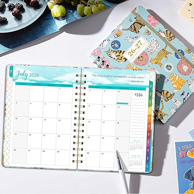 Planner 2026-2027 - 2026-2027 Cats Planner Weekly and Monthly, July 2026 - June 2027, 6.4"x 8.5", Cute Planners with Elastic Closure, Inner Pocket - Cats