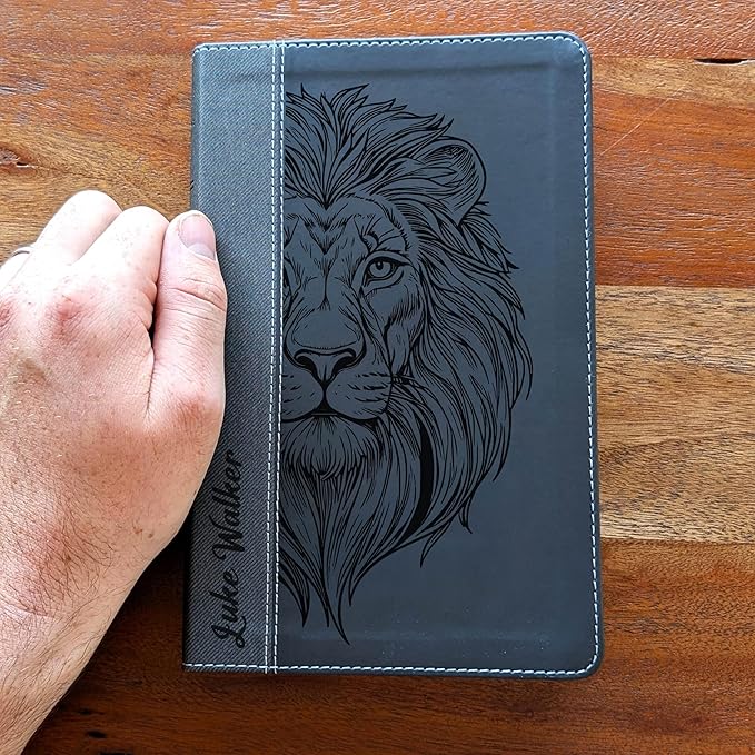 Farm and Posh Personalized NIV Personal Bible with Crown of Thorns | Large Print (Black Lion Front)